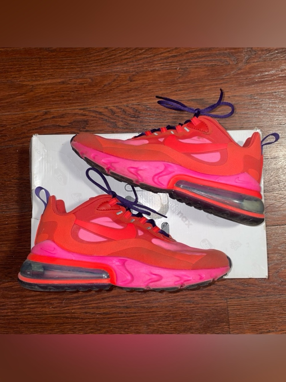 Nike Air Max 270 React in the "Mystic Red" or "Electronic Music"